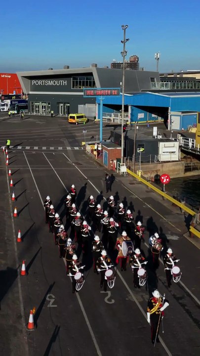 Royal Marines Band Service serenading guests aboard Viking Saturn cruise ship in Portsmouth