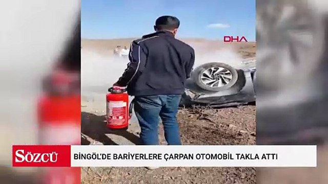 Bingöl’de bariyerlere çarpan otomobil takla attı: 2 yaralı