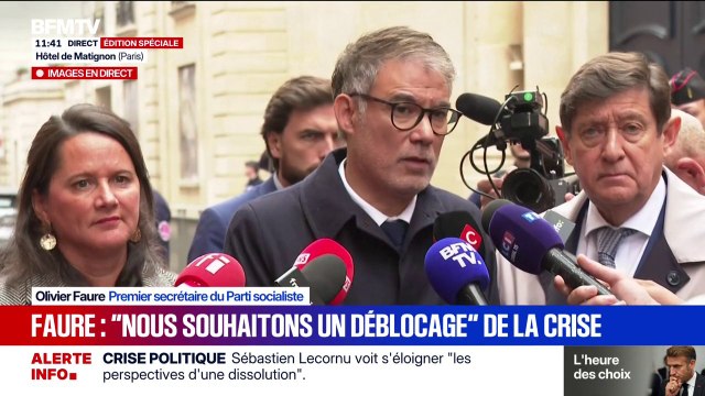 Nous avons dit au Premier ministre que nous étions de ceux qui souhaitent un déblocage de la situation , explique Olivier Faure à l'issue de la réunion du PS avec Sébastien Lecornu