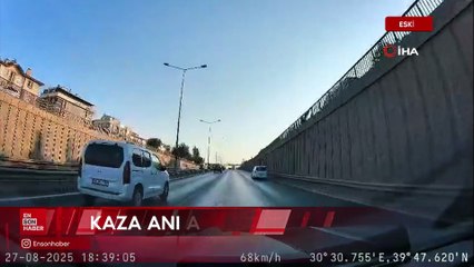 Eskişehir'de kazadan dolayı yavaşlayan araca otomobilin arkadan çarpma anı kamerada