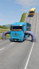 Capsule Bus & Cargo Truck vs Low Pipe - BeamNG.Drive