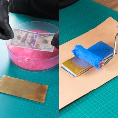 He made a DIY leather  wallet out of dollar dollar bill!