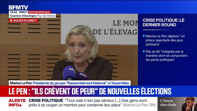 Il n'y a que l'arbitrage des Français pour retrouver une direction politique , assure Marine Le Pen qui parle d'une dissolution incontournable