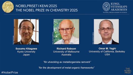 Susumu Kitagawa, Richard Robson y Omar Yaghi, Premio Nobel de Química 2025