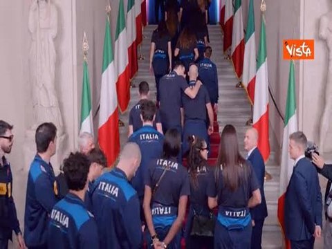 Meloni riceve a Palazzo Chigi Nazionali femminile e maschile di pallavolo dopo vittoria mondiali