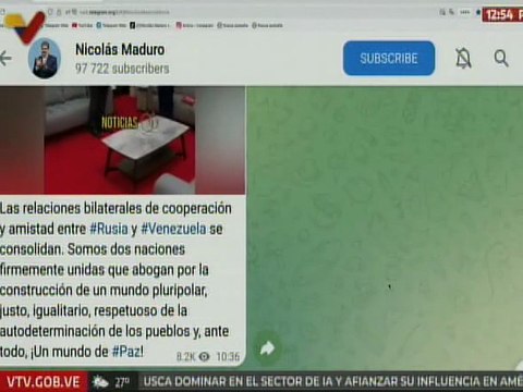 Pdte. Nicolás Maduro: Las relaciones de cooperación y amistad entre Rusia y Venezuela se consolidan
