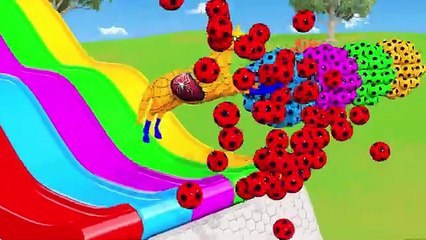 RED HORSE SPIDERMAN CROSSING FOUNTAIN ON RAINBOW SPIDERS BRIDGE AGAINST SHARKS RESCUE ANIMALS GAME