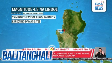 Magnitude 4.8 na lindol, niyanig ang ilang panig ng Northern Luzon kaninang 10:30 am | Balitanghali