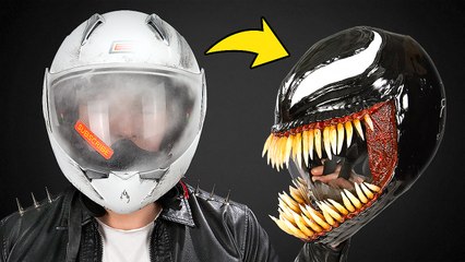 Customizing a motorcycle helmet into a Venom mask