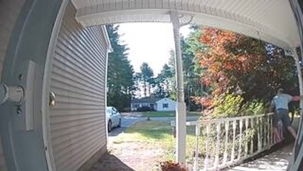 Man's Slight Push Causes Porch Railing to Fall