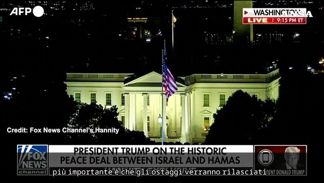 Trump: Ostaggi liberi lunedi', Usa coinvolti nel mantenimento della pace a Gaza