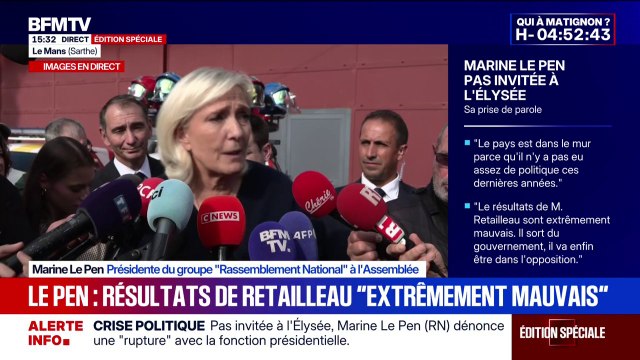 Départ de Bruno Retailleau: Il n'a pas été bon dans les missions qui lui ont été confiées, il a été terriblement décevant , affirme Marine Le Pen (RN)