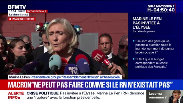 Réunion à l'Élysée: Il ne peut pas faire comme si le Rassemblement national n'existait pas , déplore Marine Le Pen en s'adressant à Emmanuel Macron (RN)