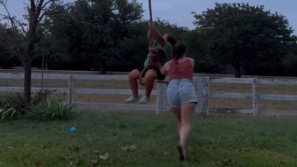 Swinging goes wrong: Girl loses grip on swing and falls