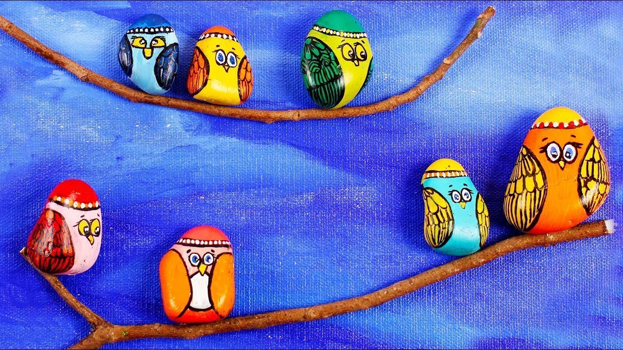 How to Make Angry Bird Wall Frame With Stones + More Art Videos by USP Crafts Studio – How to DIY