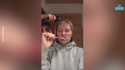 Boyfriend Gets Girlfriends Hair Stuck in Hairdryer
