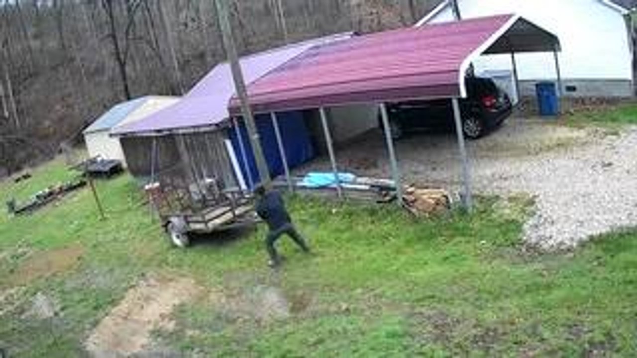 Man Slips and Falls While Pulling Trailer in Mud