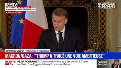 Guerre à Gaza: "Le président Donald Trump a tracé une voie ambitieuse pour un accord global au Proche-Orient", affirme Emmanuel Macron