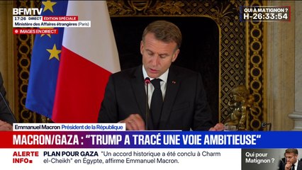 Accord sur Gaza: "La gouvernance de Gaza" doit "exclure complètement le Hamas", estime Emmanuel Macron