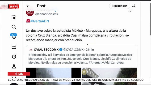 🚨¡Última Hora! Deslave en Cuajimalpa afecta la autopista México–La Marquesa; tránsito complicado
