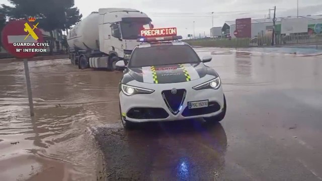 Cortada la Rm 313 en Torre Pacheco (Murcia) debido a las fuertes lluvias