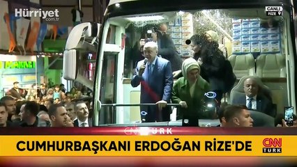 Cumhurbaşkanı Erdoğan, memleketi Rize'ye gitti
