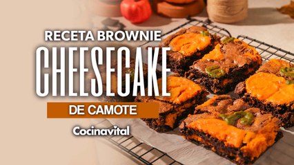 Receta de Brownies de cheesecake de camote