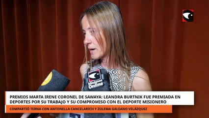 Premios Marta Irene Coronel de Sawaya: Leandra Burtnik fue premiada en la categoría Deportes