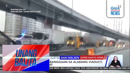 2 truck, nagkabanggaan sa Alabang Viaduct; trapiko, bumigat | Unang Balita