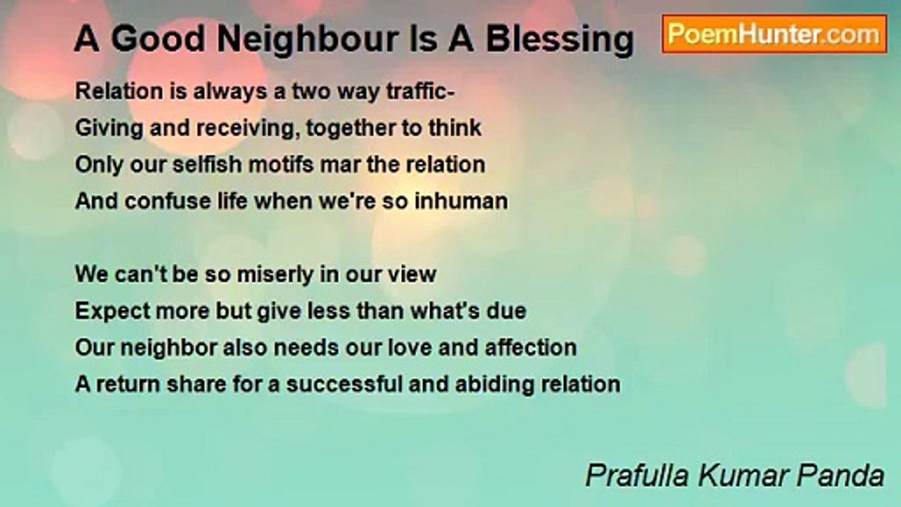 Prafulla Kumar Panda - A Good Neighbour Is A Blessing