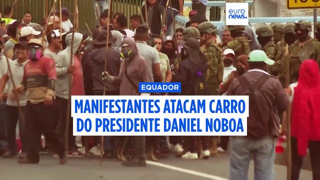 Manifestantes atacam carro do presidente do Equador em protesto