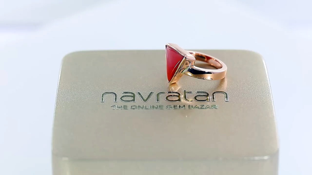 Triangle Red Coral Stone Ring