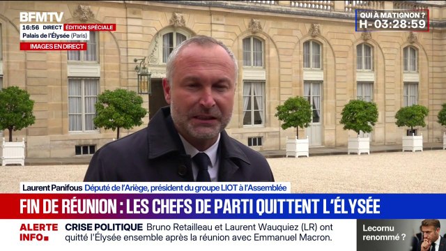 Fin de la réunion à l'Élysée: le président du groupe LIOT à l'Assemblée, Laurent Panifous, indique que le nouveau Premier ministre sera annoncé dans les prochaines heures