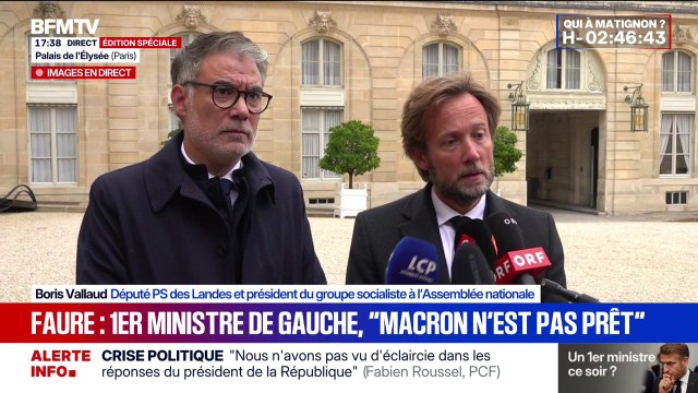 Fin de la réunion à l’Élysée: Boris Vallaud (PS) regrette de n'avoir eu aucune réponse sur aucun sujet, pas même sur la réforme des retraites”