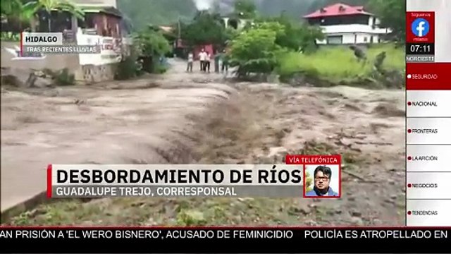 Lluvias torrenciales provocan desbordamientos de ríos en Hidalgo