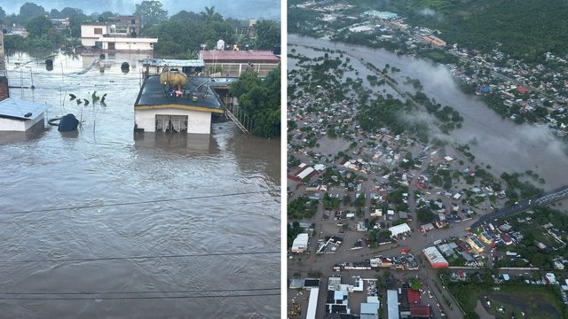Veracruz: Inundaciones por Tormenta Tropical en Poza Rica deja gente atrapada en viviendas