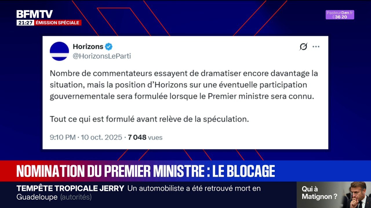 Nomination du Premier ministre: la position du parti Horizons sur "une éventuelle participation gouvernementale sera formulée lorsque le Premier ministre sera connu"