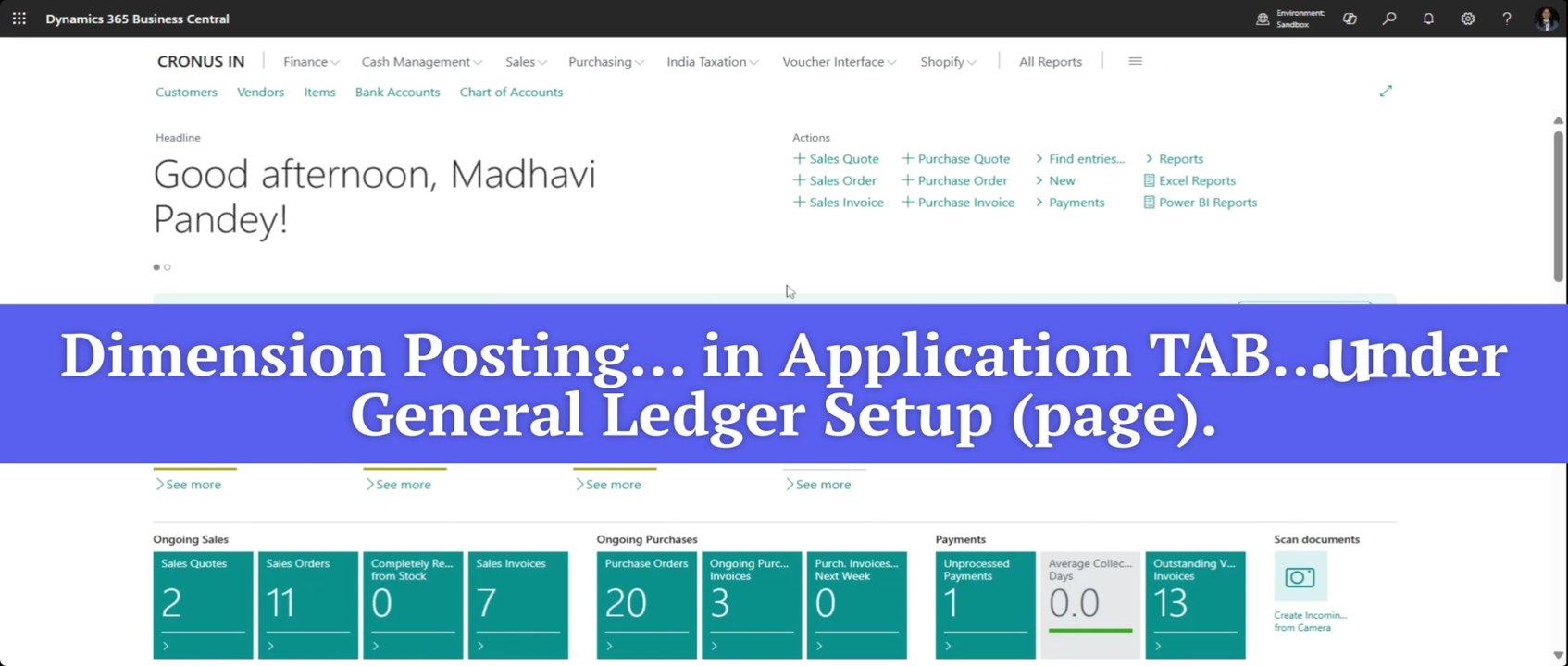 Dimension Posting in Dynamics 365 Business Central #d365bc #dimensions #posting #msdyn365bc