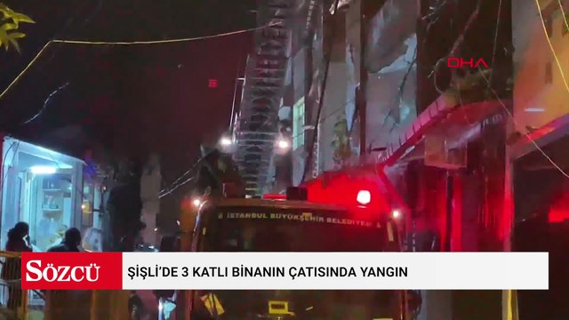 Şişli’de 3 katlı binanın çatısında yangın