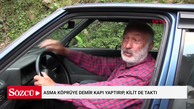 Asma köprüye demir kapı yaptırıp, kilit de taktı