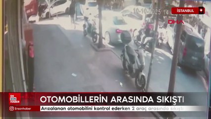 İstanbul'da arızalanan otomobilini kontrol ederken 2 araç arasında sıkıştı