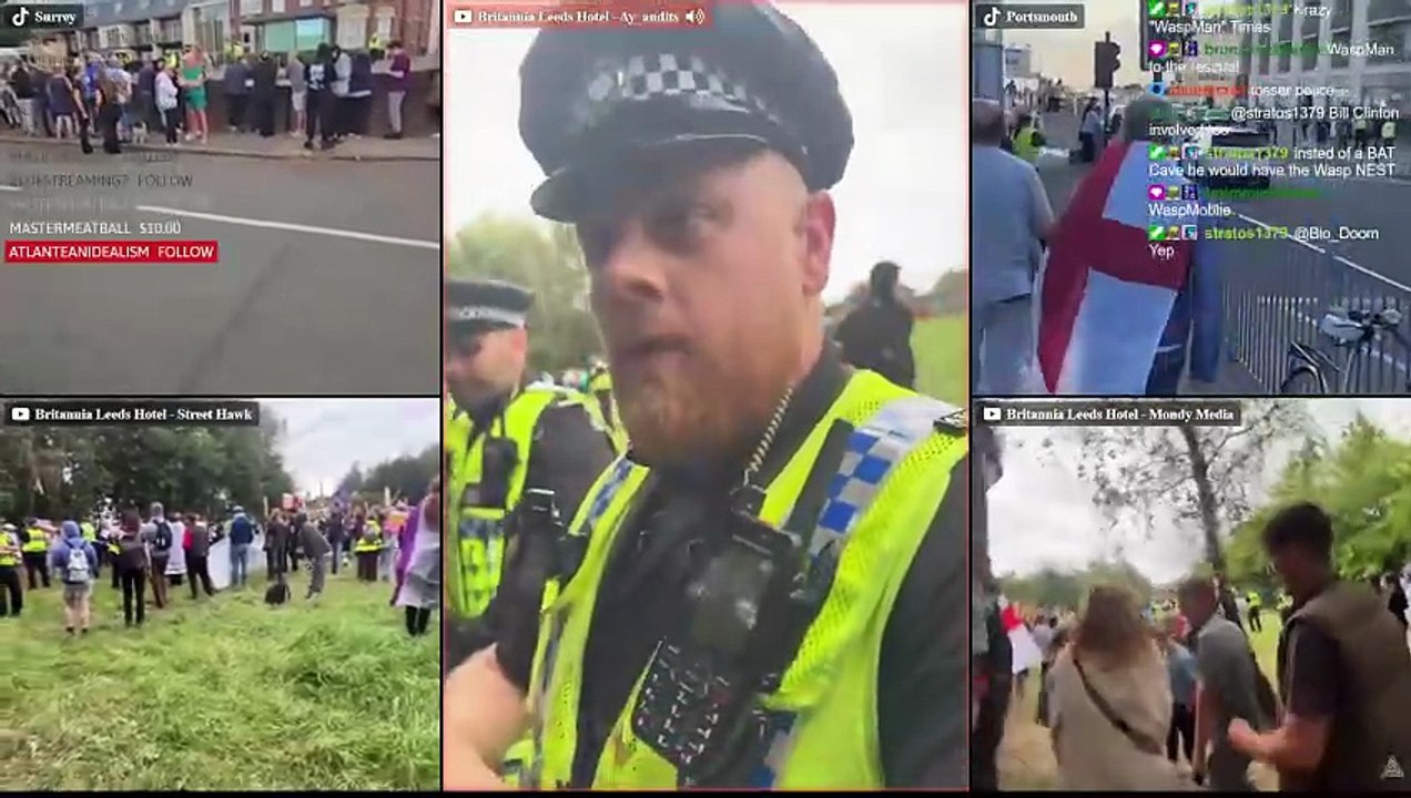 Protests across the whole of the UK tonight at hotels filled with fighting...