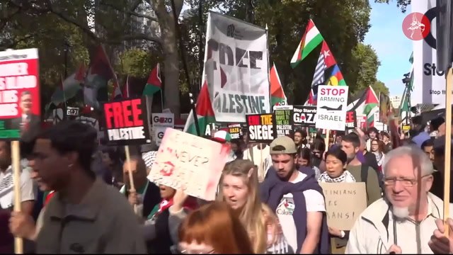 Thousands gather for pro-Palestine march to mark two years since Gaza war