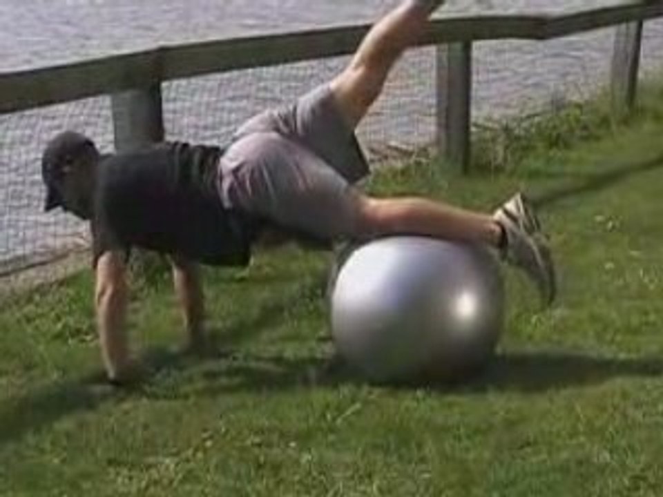One leg ball pushup
