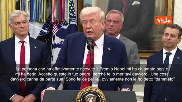 Trump: Vincitrice Nobel pace mi ha chiamato e mi ha dedicato il Premio