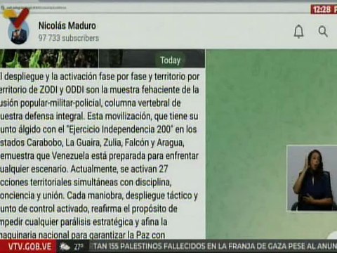 Pdte. Maduro: Despliegue y activación fase por fase y territorio por territorio de ZODI y ODDI