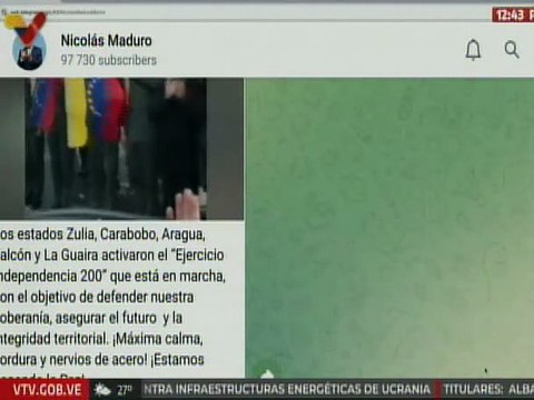 Jefe de Estado: Zulia, Carabobo, Aragua, Falcón y La Guaira activaron el Ejercicio Independencia 200