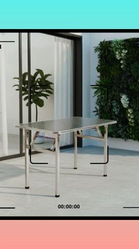 Portable Folding Table - Space-Saving Stainless Steel Desk with Smooth Surface,
