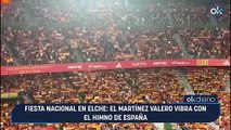 Fiesta nacional en Elche: el Martínez Valero vibra con el himno de España