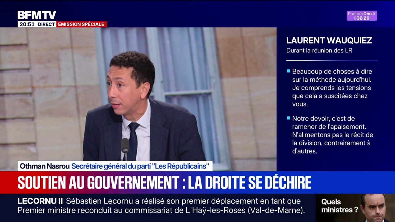 Othman Nasrou, secrétaire général du parti "Les Républicains", déclare que les LR "ne participeront pas" au futur gouvernement de Sébastien Lecornu
